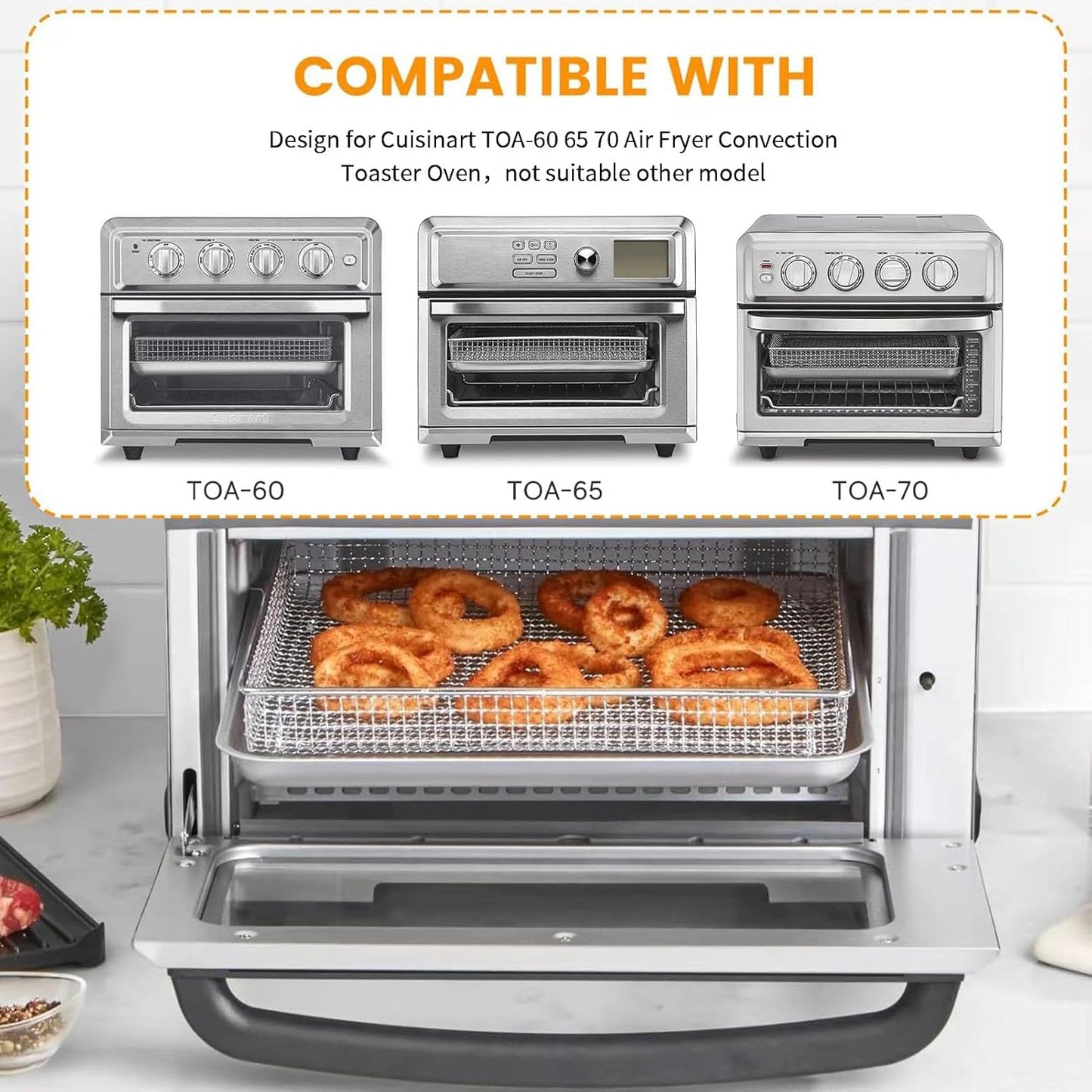 GWY Air Fryer Wire Rack for Cuisinart TOA-60 65 70 Air Fryer Convection Toaster Oven, Air Fryer Stainless Steel Basket Tray Accessories Replacement Parts, Dishwasher Safes