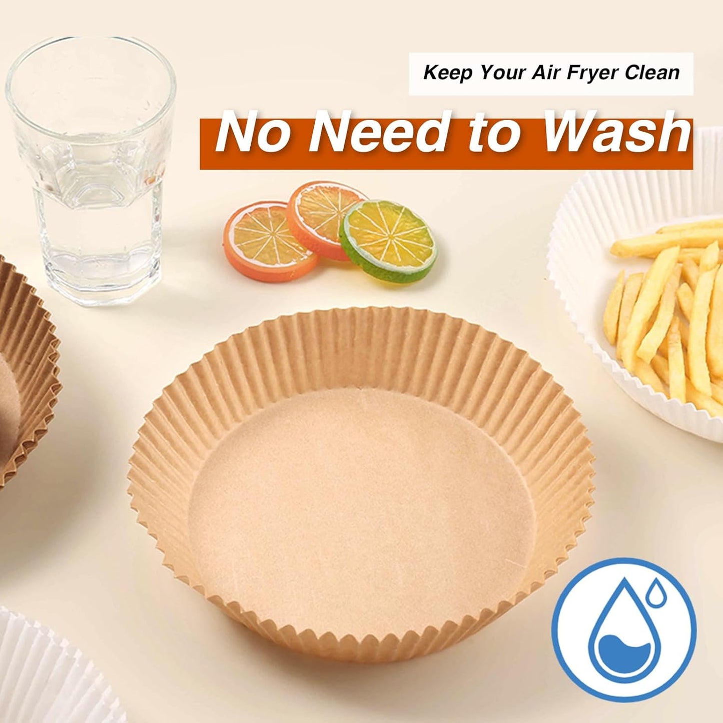 100Pcs OOTDAY Airfryer Paper Liners, Round Parchment Paper, Kitchen Cooking Non-Stick air fryer accessories, Frying Pan, Oil-proof Air Fryers for 5-8 QT Air Fryer Baking Roasting Microwave(8")