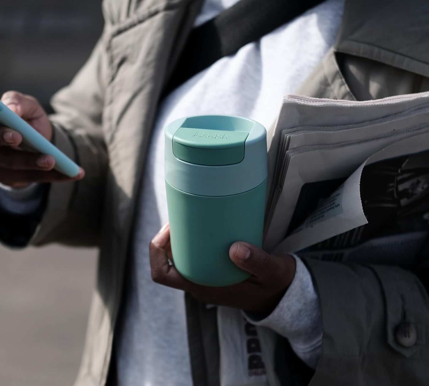 Joseph Joseph Sipp™ Travel Coffee Mug with Flip-top Cap - 340 ml (12 fl. oz) - Green
