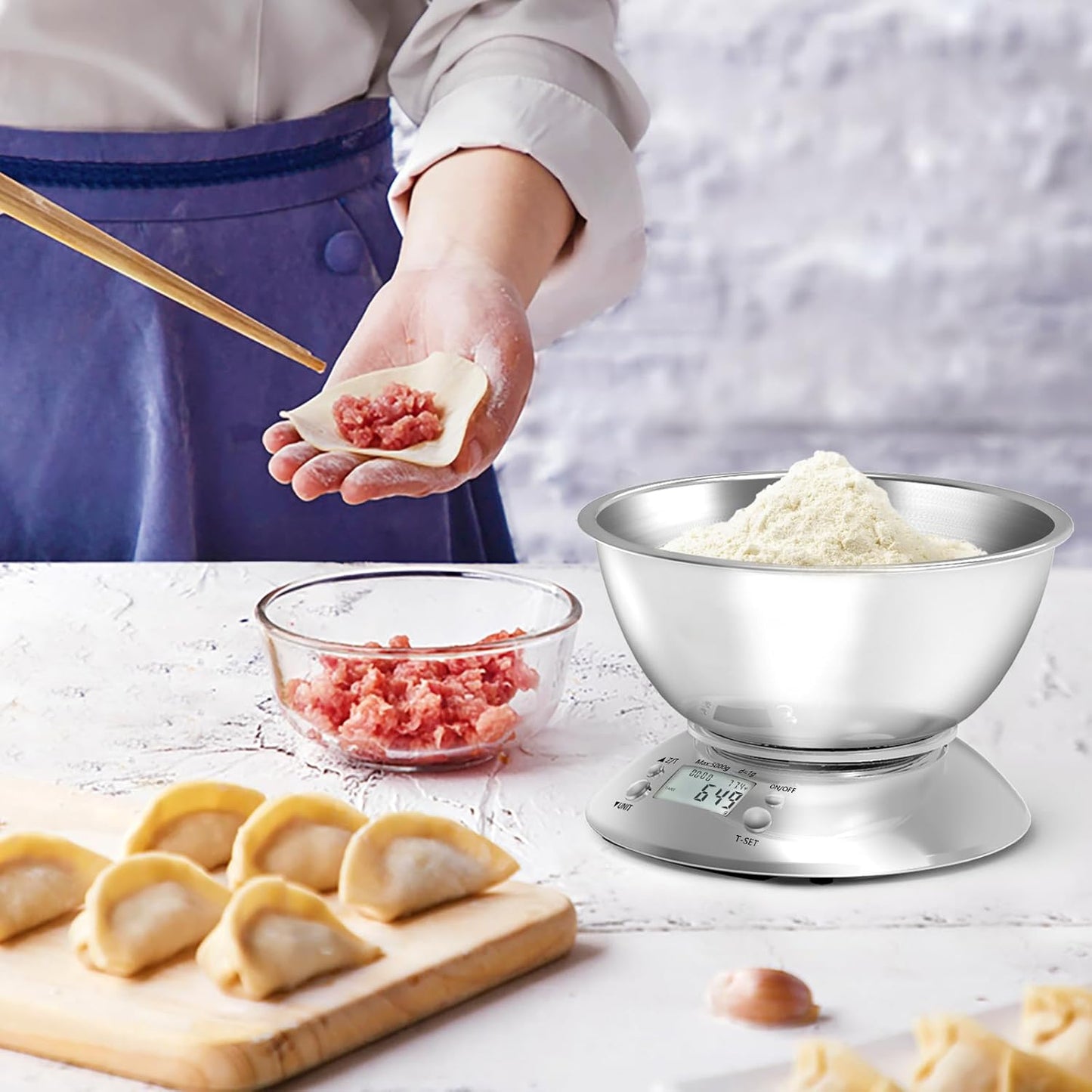 Kitchen Food Scale Digital Weight Grams and Oz，Professional Stainless Steel Digital Kitchen Food Scale 11lb/0.1oz with Bowl for Weight Loss Dieting Baking Cooking