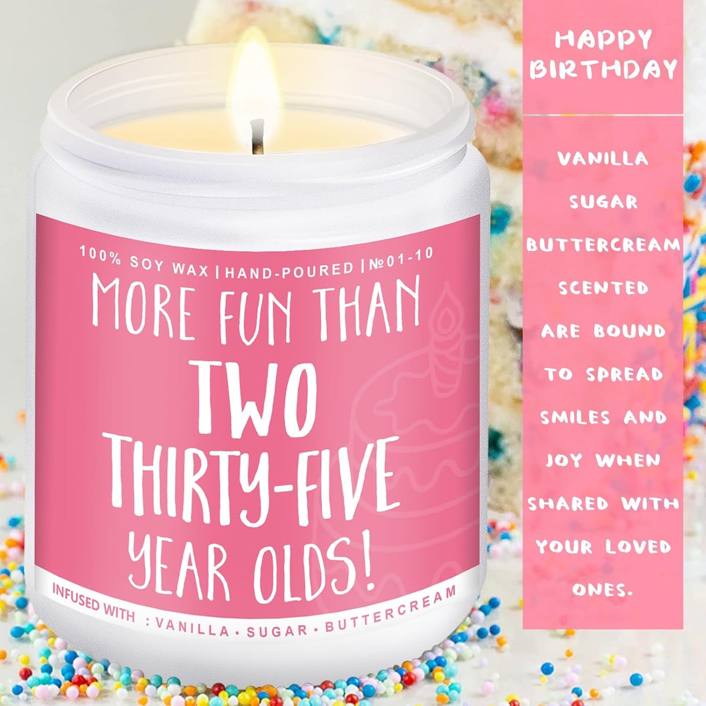 70th Birthday Gifts for Women, Perfect Birthday Present, Funny Presents for Mom, Friends, Wife, Sister, 7oz Vanilla Cream-Scented Candle