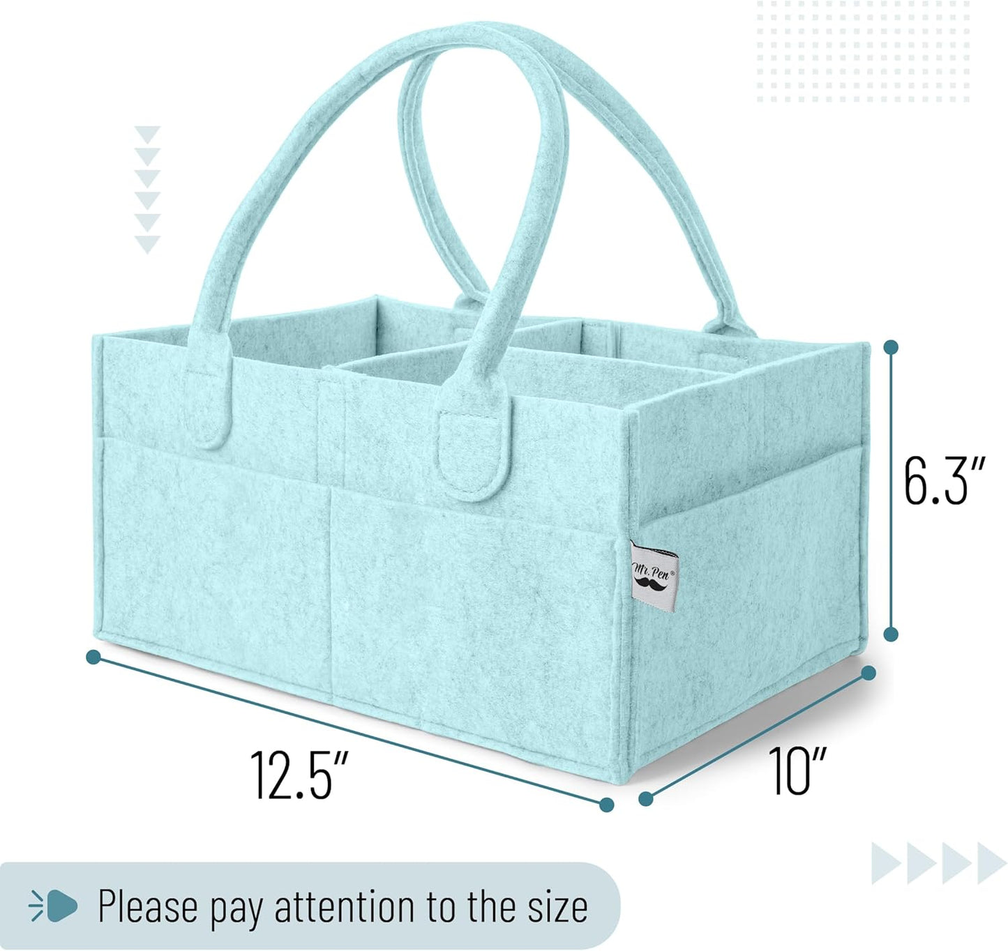 Mr. Pen- Baby Diaper Caddy Organizer, Mint Whisper, Baby Caddy Organizer with Handle, Compact Size, Collapsible & Portable