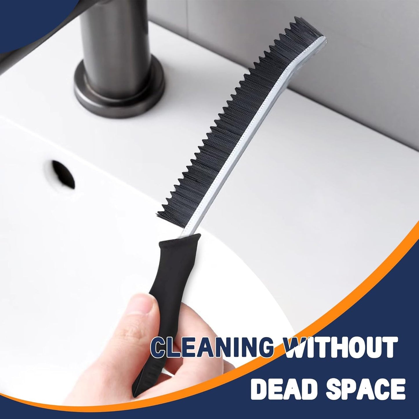 3Pcs Crevice Cleaning Brush Tool Grout Brush Cleaning Supplies, Home Essentials Bathroom Multifunctional Gap Scrub Hard Bristle Brushes for Household Use (Black Cleaning Brush-C)