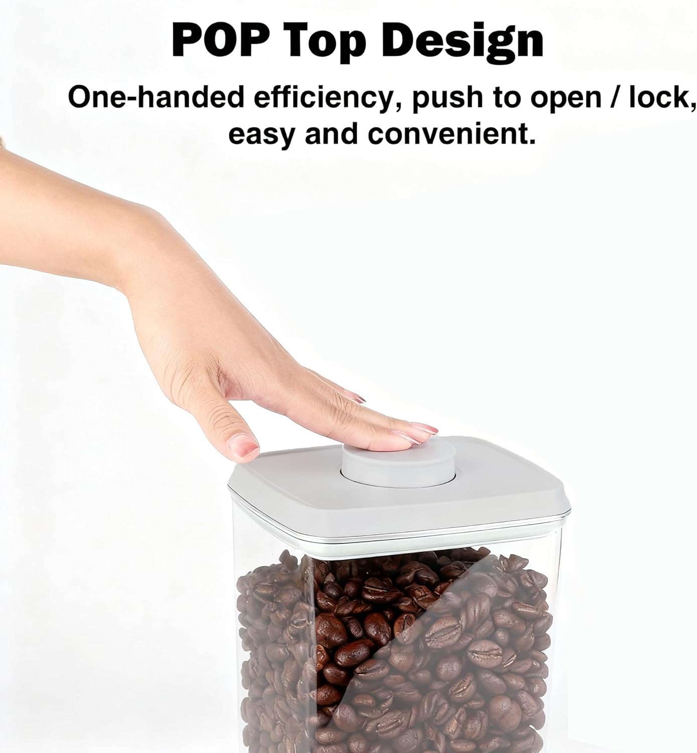 Large Pop Airtight Food Storage Containers Set with Lids, 4.2Qt Food Containers with Scoop, Kitchen Pantry Organization and Storage, BPA Free Stackable Cereal Container