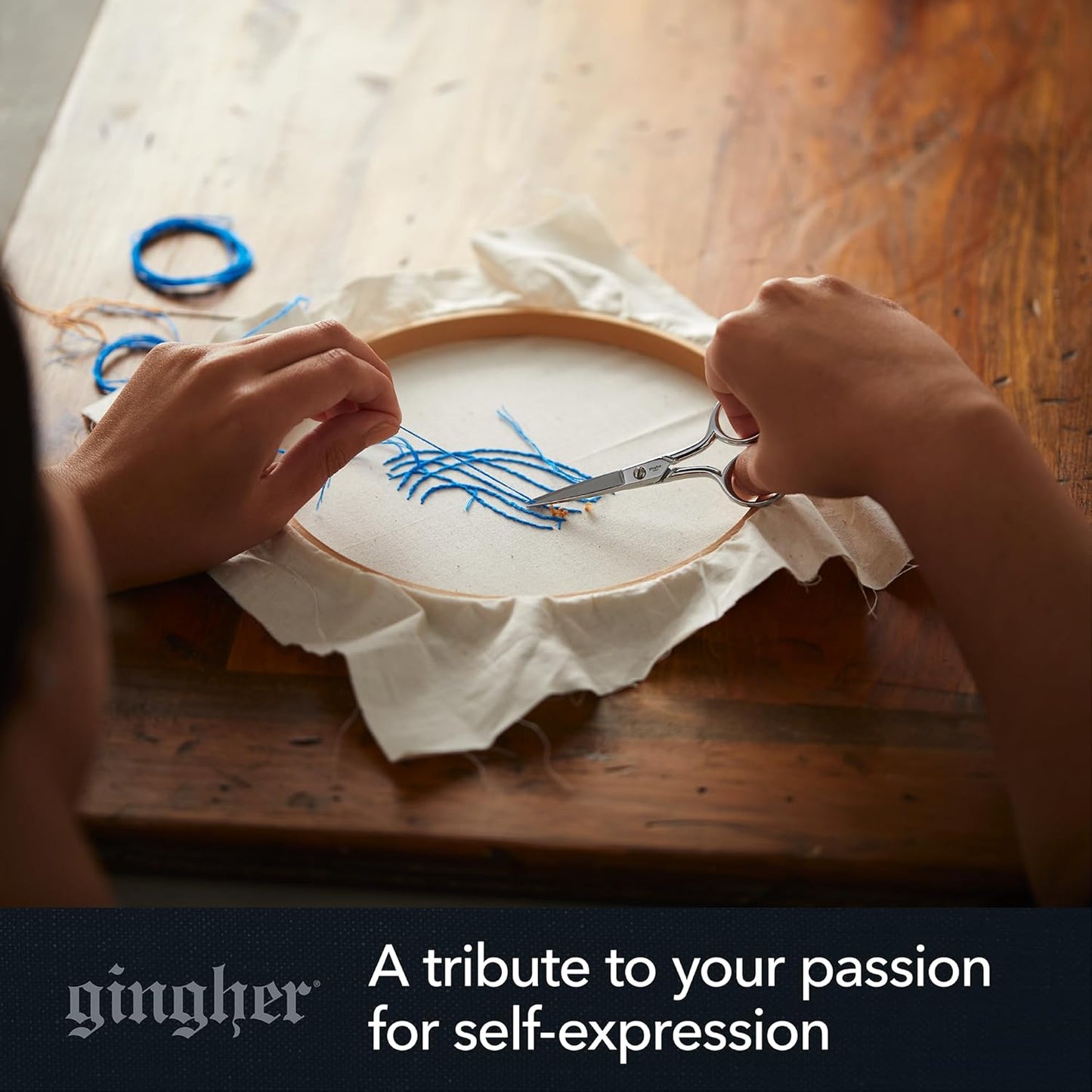 Gingher Embroidery Scissors, Precision Craft Scissors, Hand-Tuned Blades & Double Loop Handle, 4”, Silver/Nickel