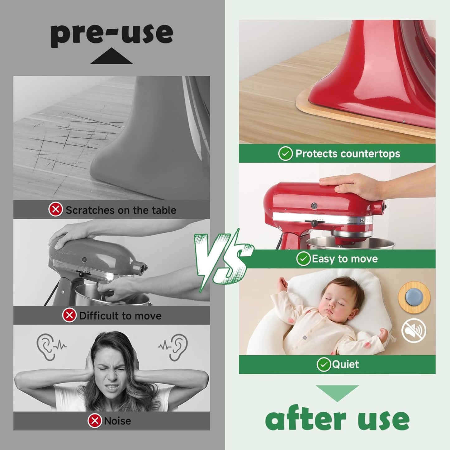 Compatible with Kitchen aid 4.5-5 Qt Bamboo Mixer Slider - Appliance Slider for Tilt Head Kitchen aid Stand Mixer Artisan, Countertop Storage Mover Sliding Tray Accessories Attachments - Natural