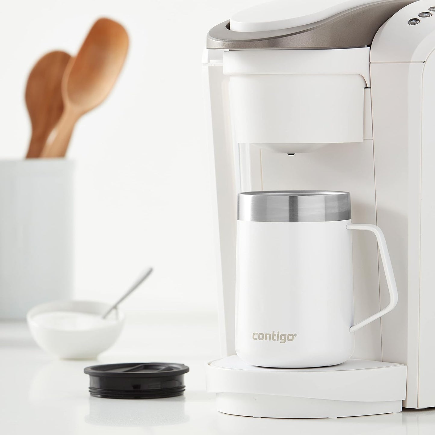 Contigo Streeterville Stainless Steel Travel Mugs 14oz, Stylish Duo Pack with Splash-Proof Lid, Vacuum-Insulated Coffee Mugs with Handle & Grip Base, Dishwasher Safe - Licorice & Salt (Pack of 4)