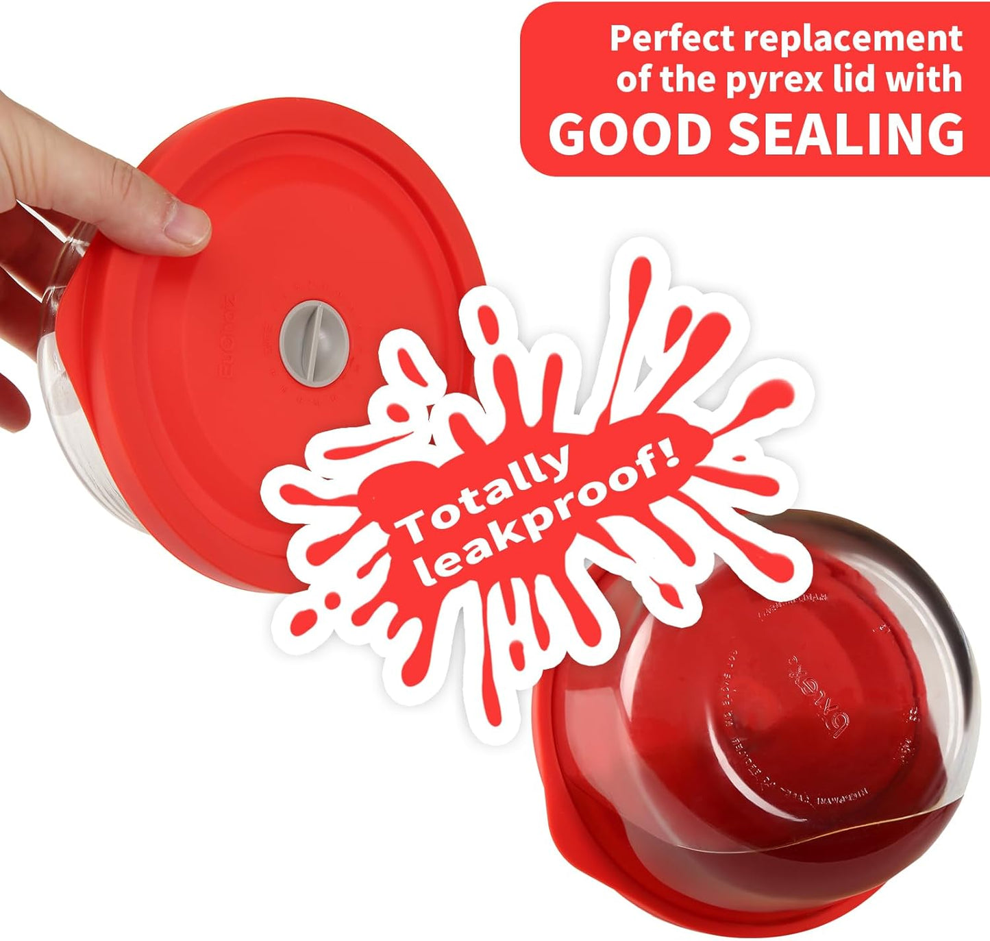 Replacement Lids for Pyrex 7202-PC 1 Cup, Silicone Round Storage Cover Lid for Anchor Hocking Glass Bowl 4 Pack with Date Mark Red