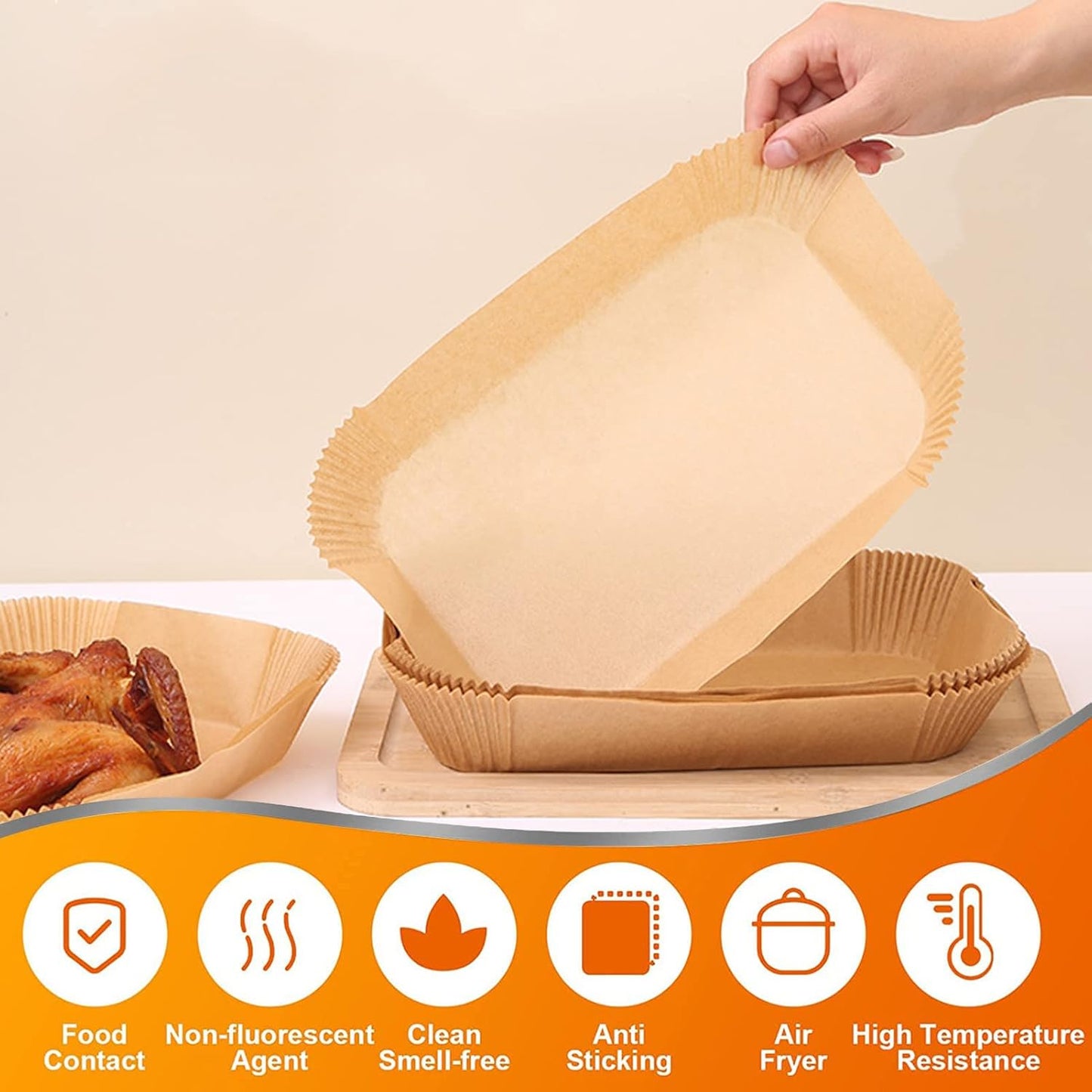 Air Fryer Liners for bella 4Qt Slim Air Fryer, Air Fryer Parchment Liners for Ninja DZ201/DZ401/DZ550/SL401 CHEFMAN 6 Quart Dual Basket Air Fryer