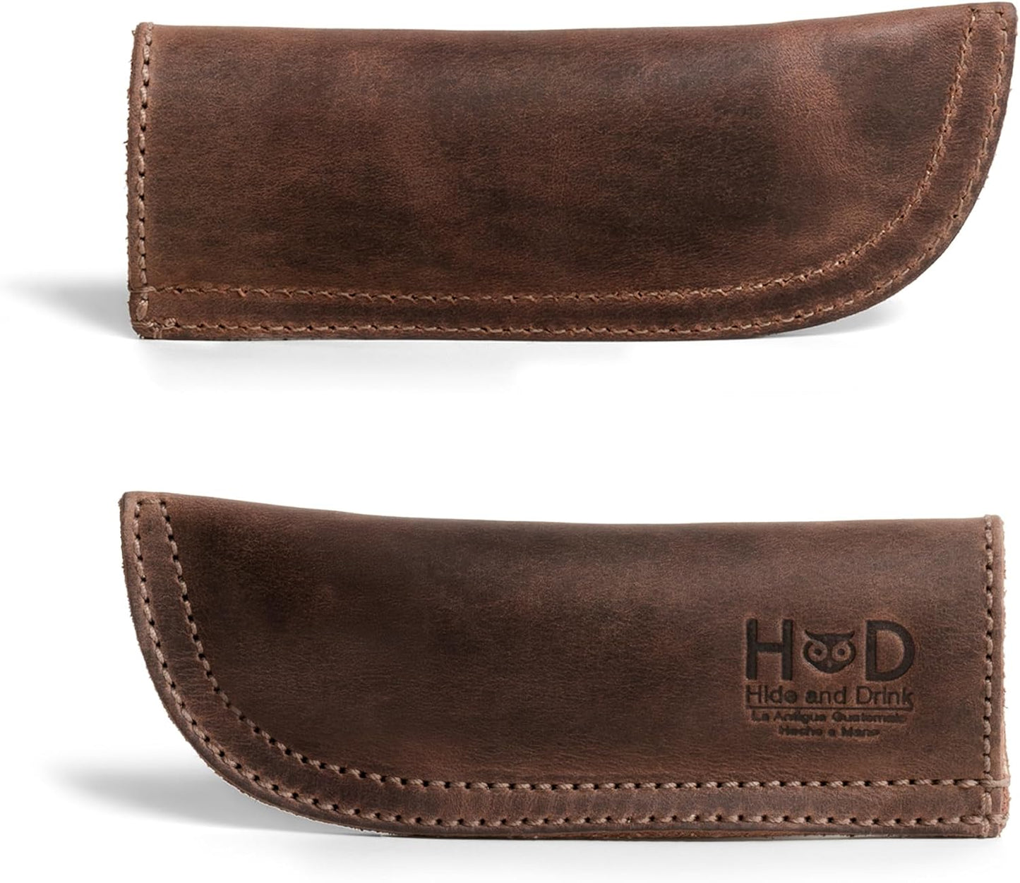 Hide & Drink, Full Grain Leather Hot Handle, Cast Iron Protector, Panhandle Potholder, Double Layered, Double Stitched, Slides On/Off Easily onto Metal Skillet Grips, Handmade, Bourbon Brown