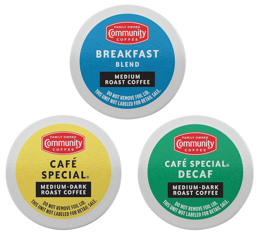 Community Coffee All Day Variety Pack with Decaf 36 Count Coffee Pods, Medium Dark Roast, Compatible with Keurig 2.0 K-Cup Brewers, 12 Count (Pack of 3)