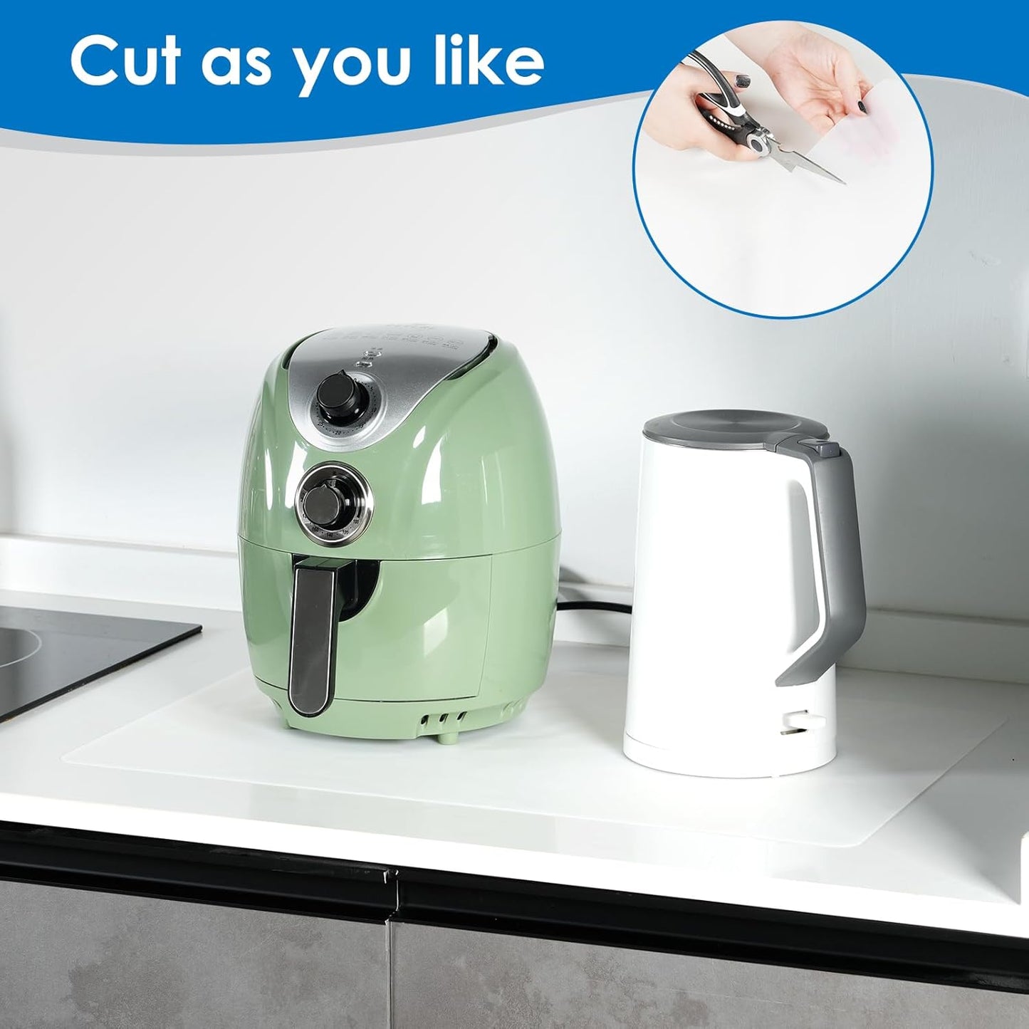 Extra Large Silicone Mats for Kitchen Counter, Heat-Resistant Pad for Air Fryer, Nonstick Waterproof Placemat (Transparent, 16" W x 78" L)