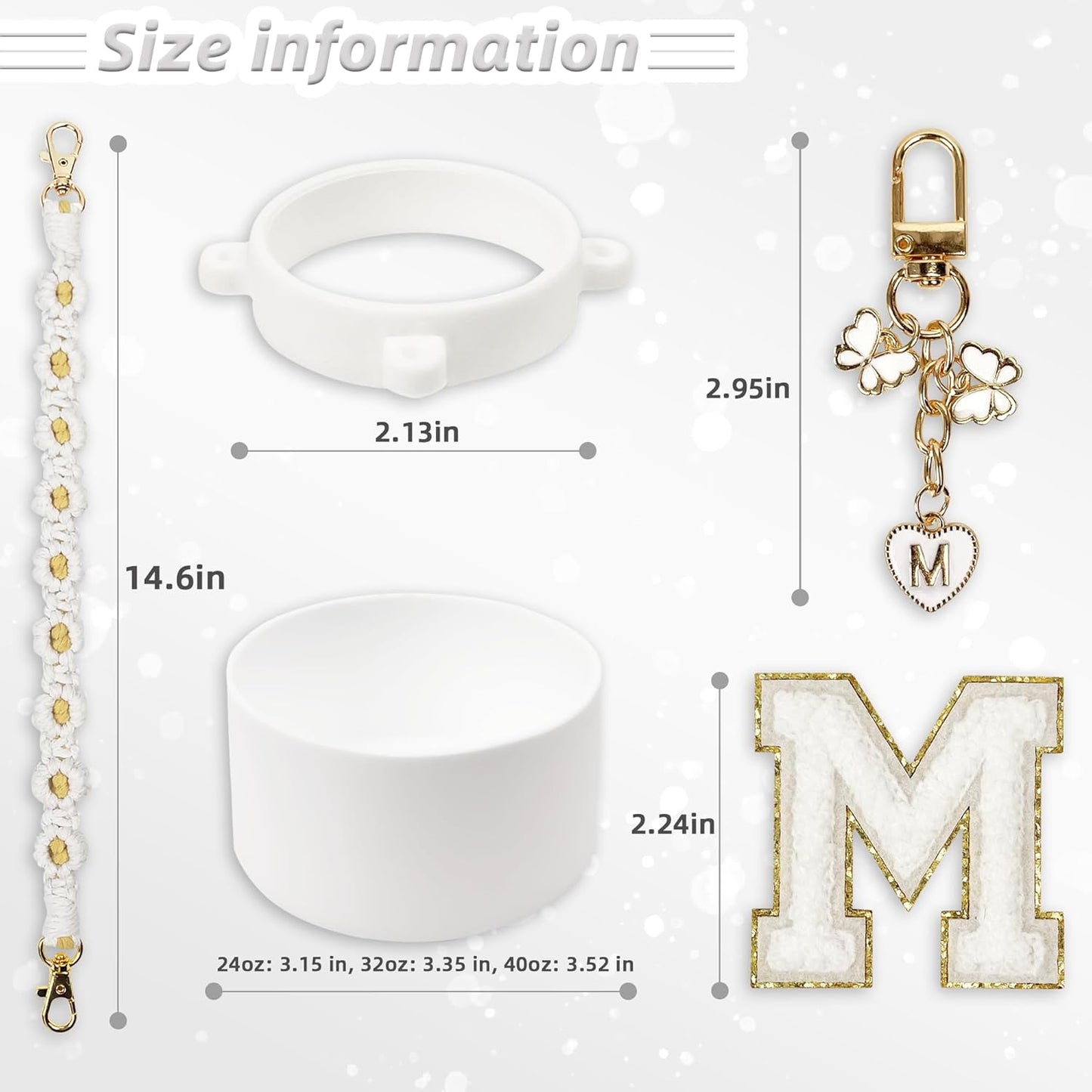 SITKOL Silicone Boot Cute Monogram Set Compatible with Owala Water Bottle 24 oz, 32 oz, 40 oz - Perfect Letter Owala Accessories for Owala Tumbler, Owala Free Sip, Pink Owala, Black Owala