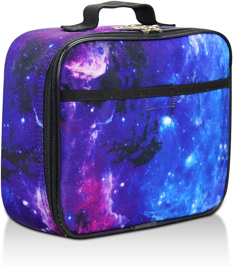 Fenrici Galaxy Lunch Box for Boys, Girls, Kids Insulated Lunch Bag, Perfect for Preschool, K-6, Soft Sided Compartments, Spacious, BPA Free, Food Safe,10.8in x 8.5in x 2.8in (Galaxy-Purple)