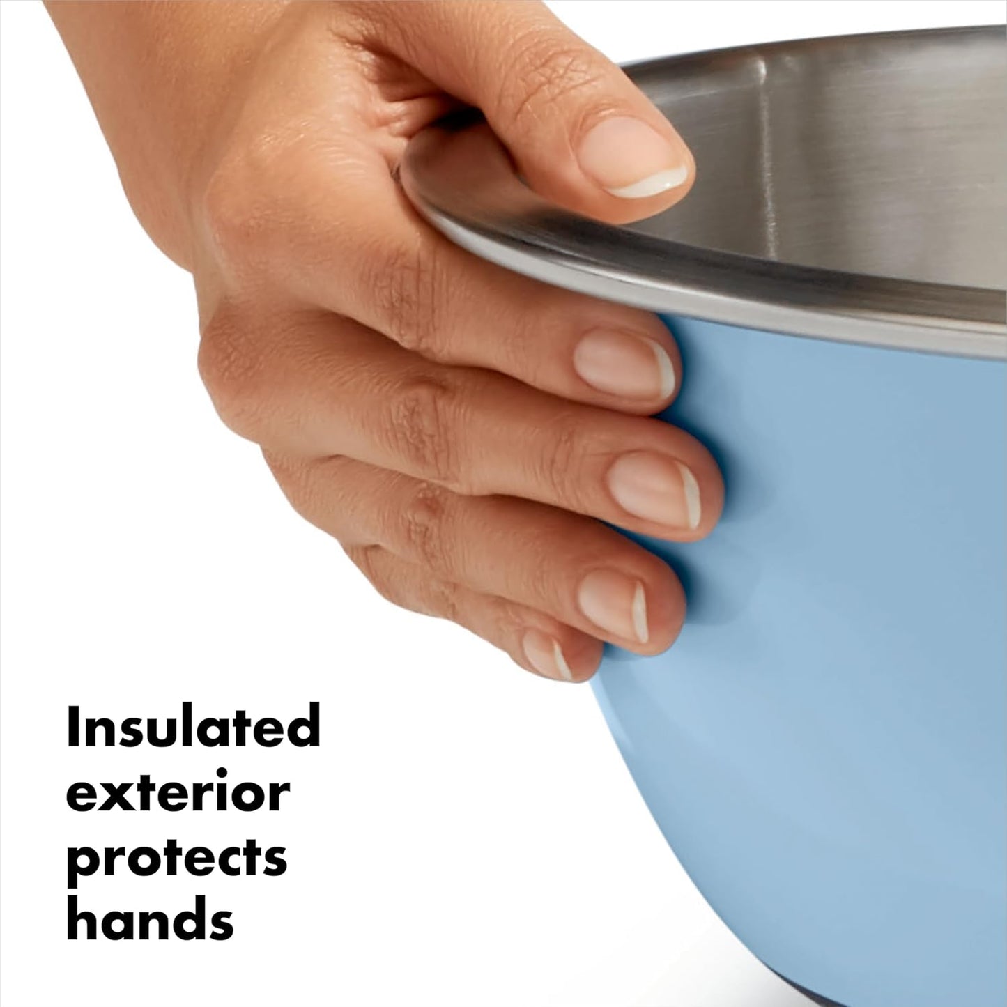 OXO Good Grips 3-Piece Stainless Steel Mixing Bowl Set - Blue/Gray