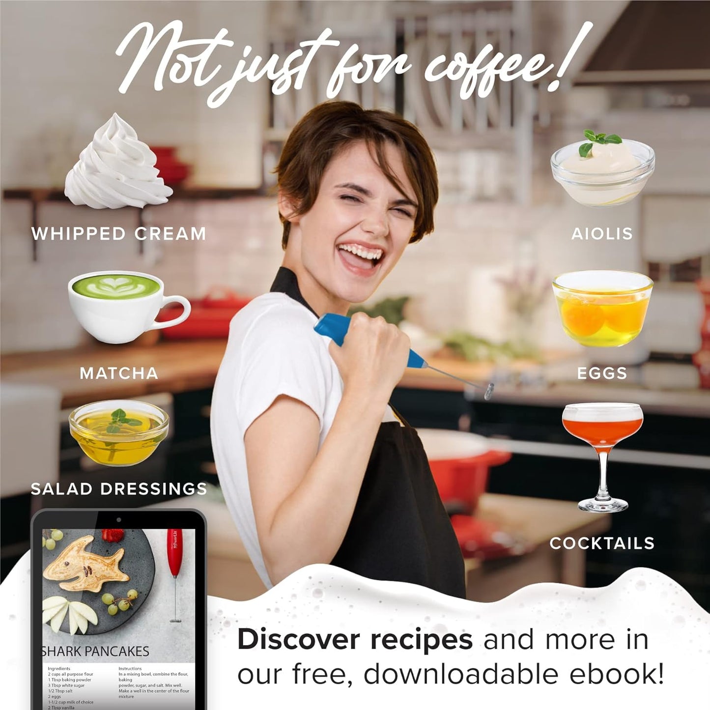 PowerLix Powerful Handheld Milk Frother With Stand Battery Operated Foam Maker Frother Wand For Coffee (A Black) (No Stand Blue)