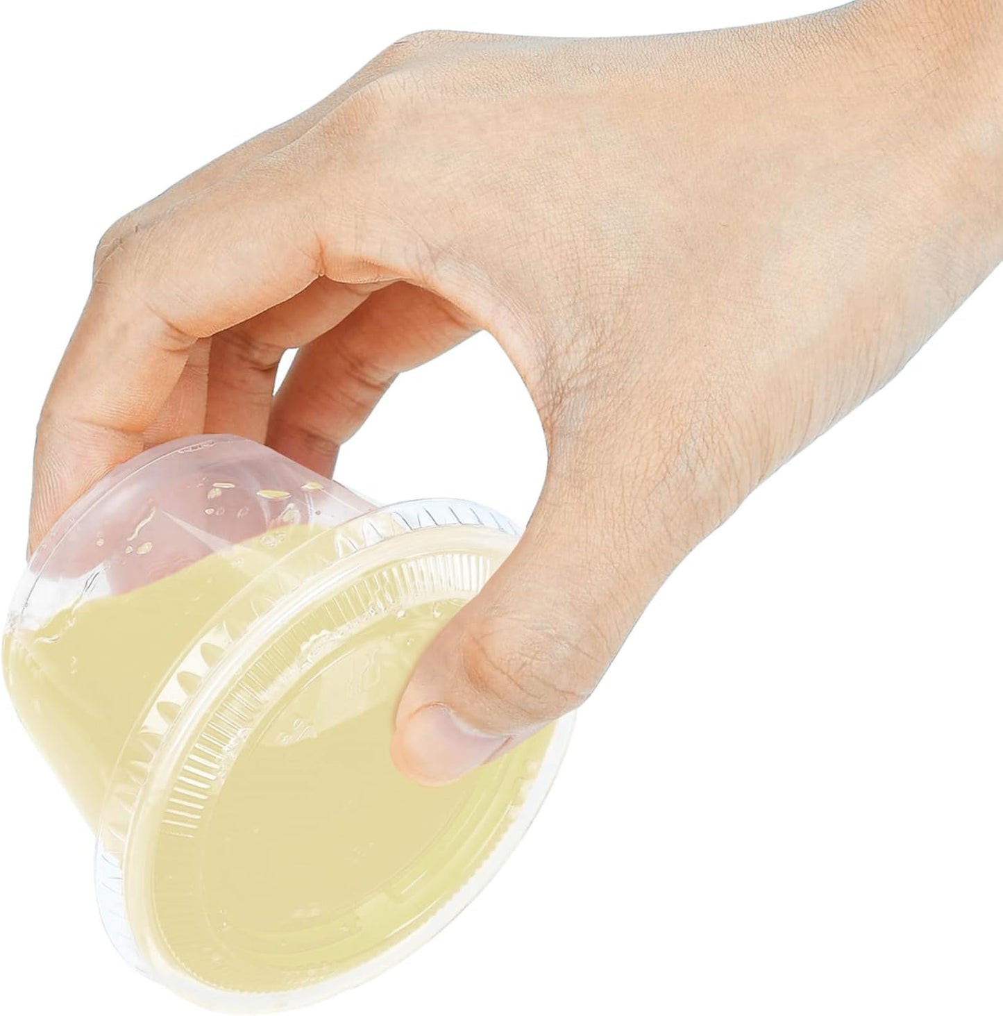 TashiBox 200 Sets - 4 oz Portion Cups With Lids, Small Plastic Containers, Airtight and Stackable Souffle Cups for Jello Shots, Sauce, Condiments, Lunch, Party, Trips