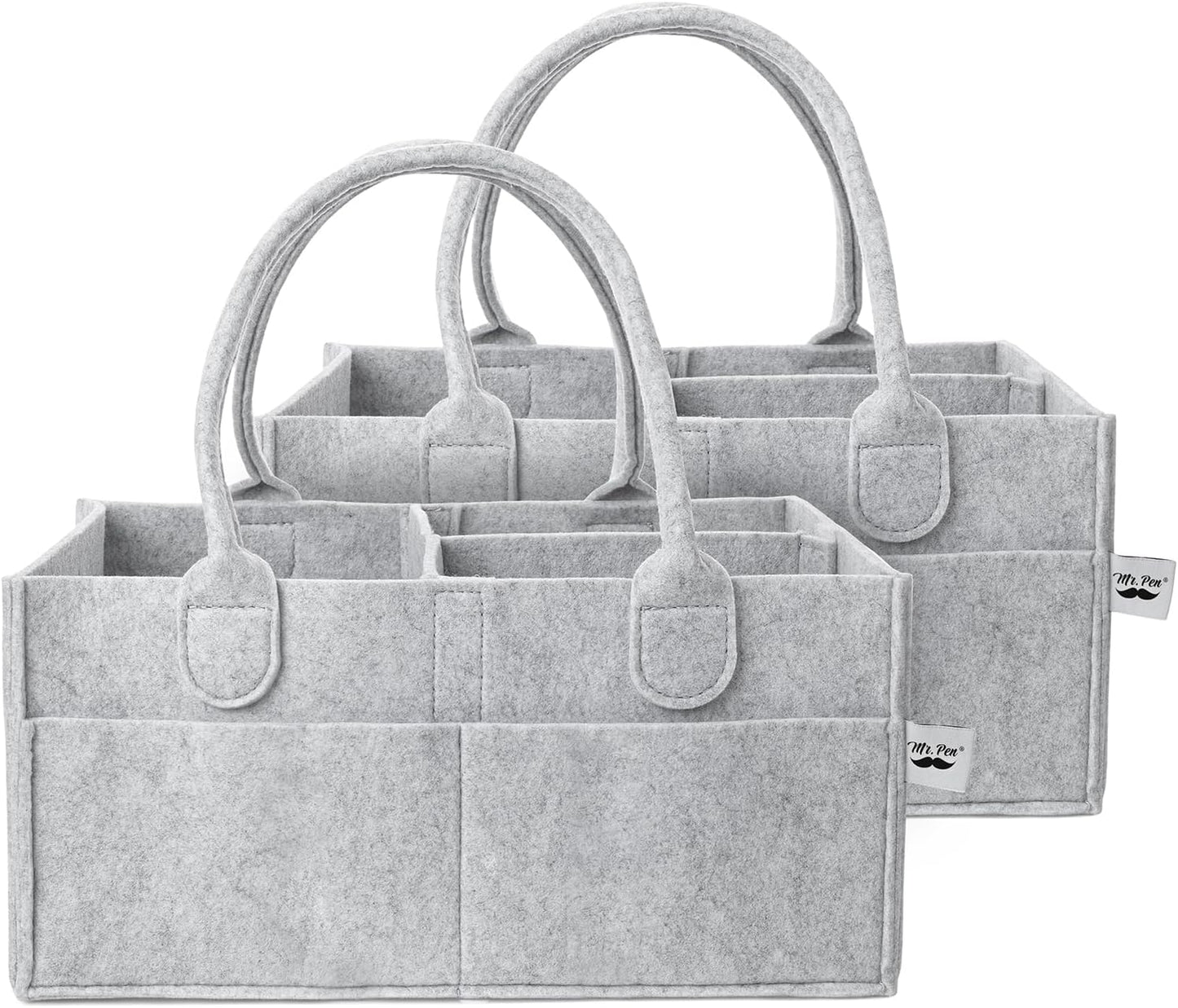 Mr. Pen- Baby Diaper Caddy Organizer, 2 Pack, Gray, Baby Caddy Organizer with Handle, Compact Size, Collapsible & Portable