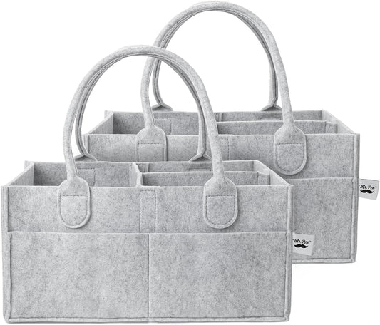 Mr. Pen- Baby Diaper Caddy Organizer, 2 Pack, Gray, Baby Caddy Organizer with Handle, Compact Size, Collapsible & Portable