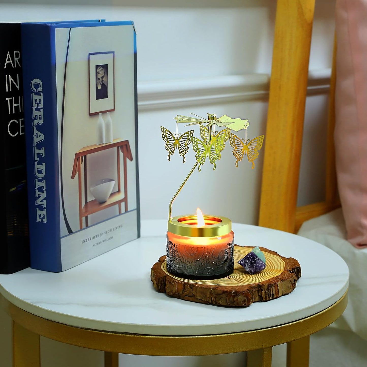 Butterfly Gifts for Women, Rotatable Candle Gifts, Vanilla Cream Scented Candles Anniversary Christmas Thanksgiving, Unique Butterfly Best Girl, Friends,Mom, Gray