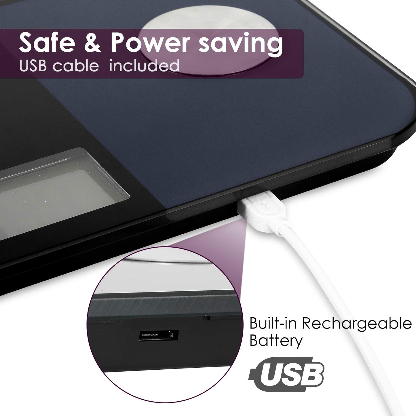 himaly Smart Rechargeable Body Fat Scale, Digital Bathroom Scale Bluetooth for Accurate BMI Body Fat Scale Muscle Mass Composition Monitor with App, 400 lbs