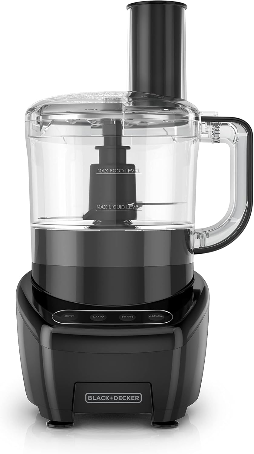 BLACK+DECKER Food Processor and Vegetable Chopper, Stainless Steel Blade, 8-Cup Capacity, 450W Power with Attachments to Shred, Slice, Mince, Grind, and Puree