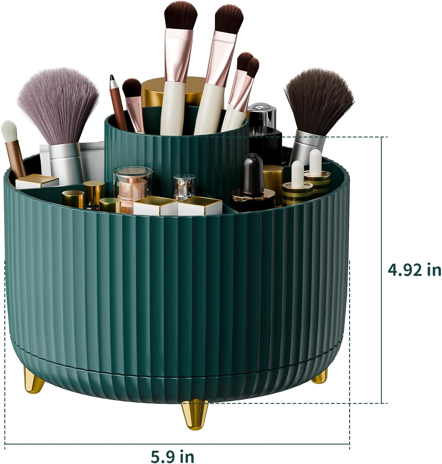 360° Rotate Makeup Brush Holder Organizer, Makeup Organizers Countertop, Makeup organization and Skincare Storage for Vanity, Desktop, Bathroom (Green)