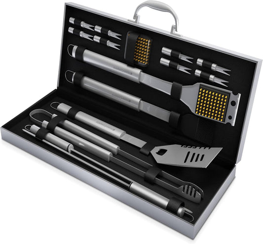 16-Piece BBQ Grill Accessories Set - Barbecue Tool Kit with Aluminum Case for Home Grilling - Great Gift for Birthday or Father’s Day by Home-Complete
