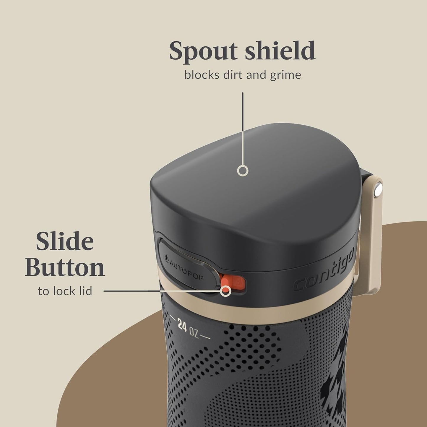 Contigo x Ally Love Jackson Chill 2.0, Stainless Steel, Spill Proof Water Bottle with AutoPop Lid, BPA Free, 24oz, Licorice