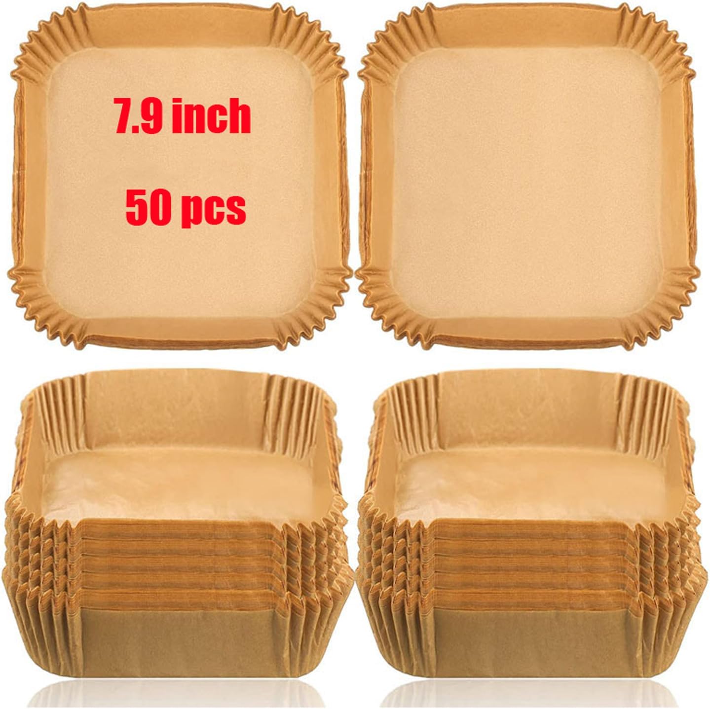 Air Fryer Parchment Paper Liners,50PCS Square Non-Stick Parchment Paper,Oil Resistant,Disposable Food Grade Free of Bleach,Frying Pan for 5-8 QT Air Fryer Baking Roasting Microwave (7.9 inch)