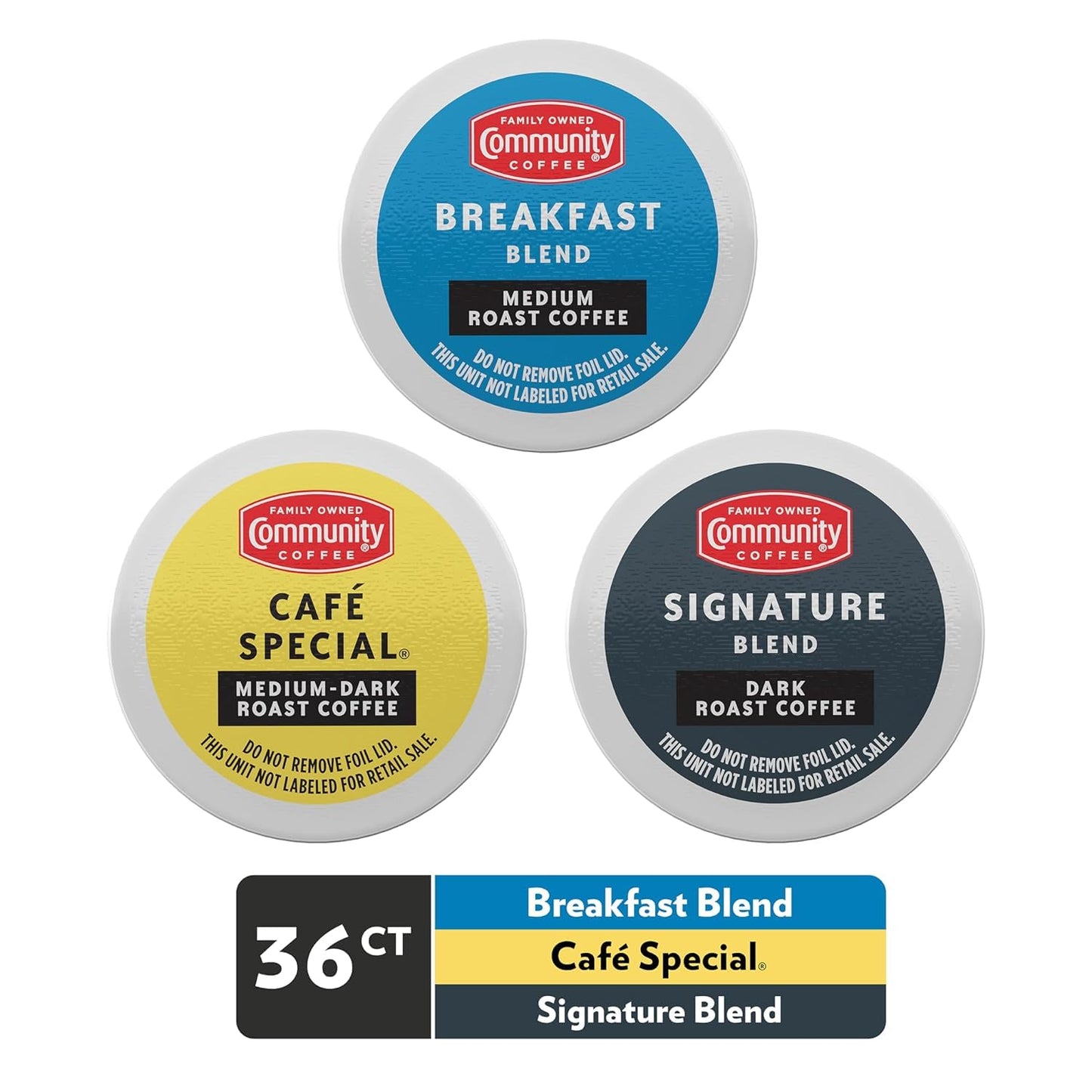 Community Coffee Variety Pack 36 Count Coffee Pods, Medium Dark Roast, Compatible with Keurig 2.0 Brewers