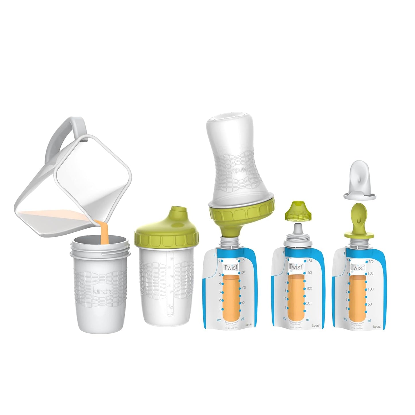 Kiinde Foodii Baby Food Storage Starter Kit, Squeeze Pouch and Reusable Spouts Set