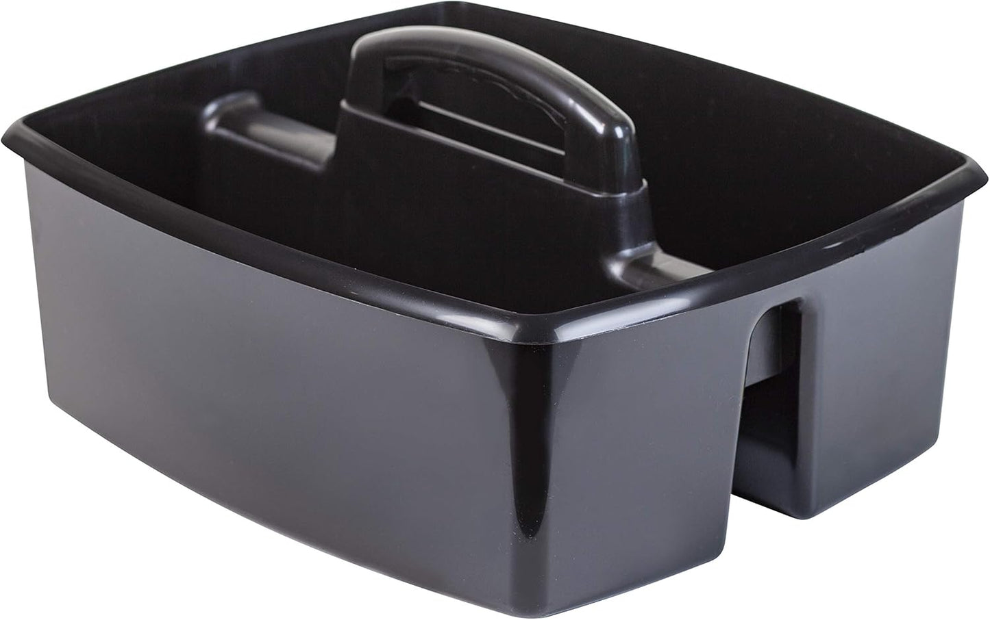 Storex 2-Compartment Large Caddy – Multipurpose Classroom Organizer with Handle, Black, 1-Pack (00973A06C)