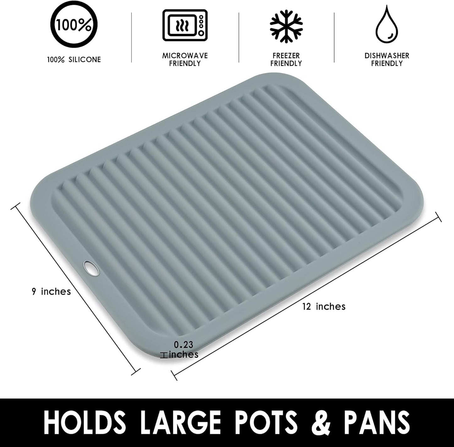 Big Silicone Trivets mat Set of 2 Smithcraft 9"X12" Multi-Purpose Drying Trivet Mat, Pot Holder, Waterproof, Non Slip, Flexible, Durable, Dishwasher Safe Blue