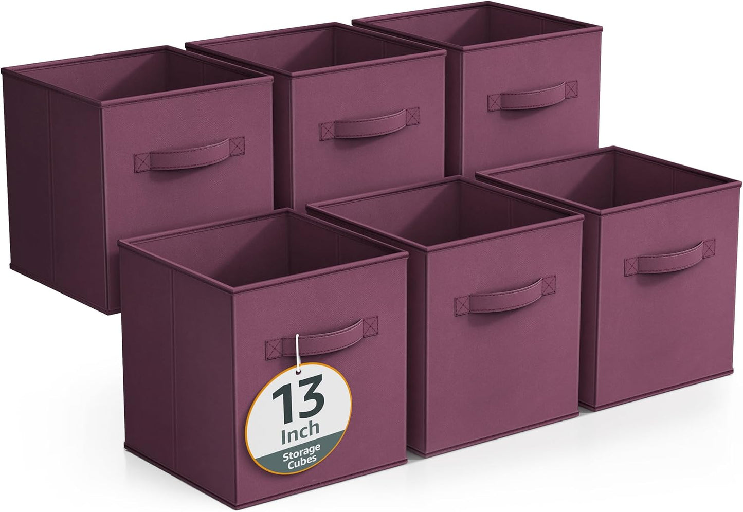 Sorbus Fabric Storage Cubes - 6 Foldable Storage Bins for Organizing Pantry, Cubbies, Toy Box - Clothes Storage & Closet Organizer - 13 Inch Collapsible Cube Baskets for Shelves with Handle