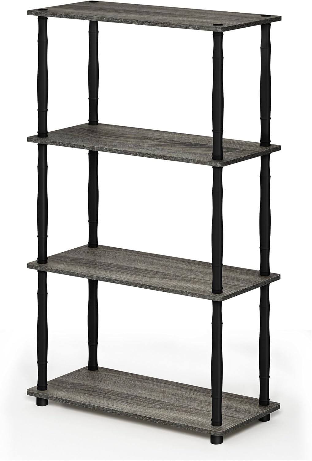 Furinno Turn-N-Tube 4-Tier Multipurpose Shelf Display Rack, Classic Tubes, French Oak Grey/Black