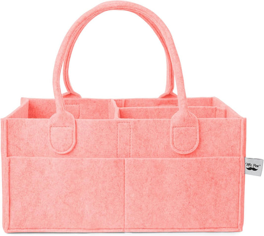 Mr. Pen- Baby Diaper Caddy Organizer, Pink, Baby Caddy Organizer with Handle, Compact Size, Collapsible & Portable