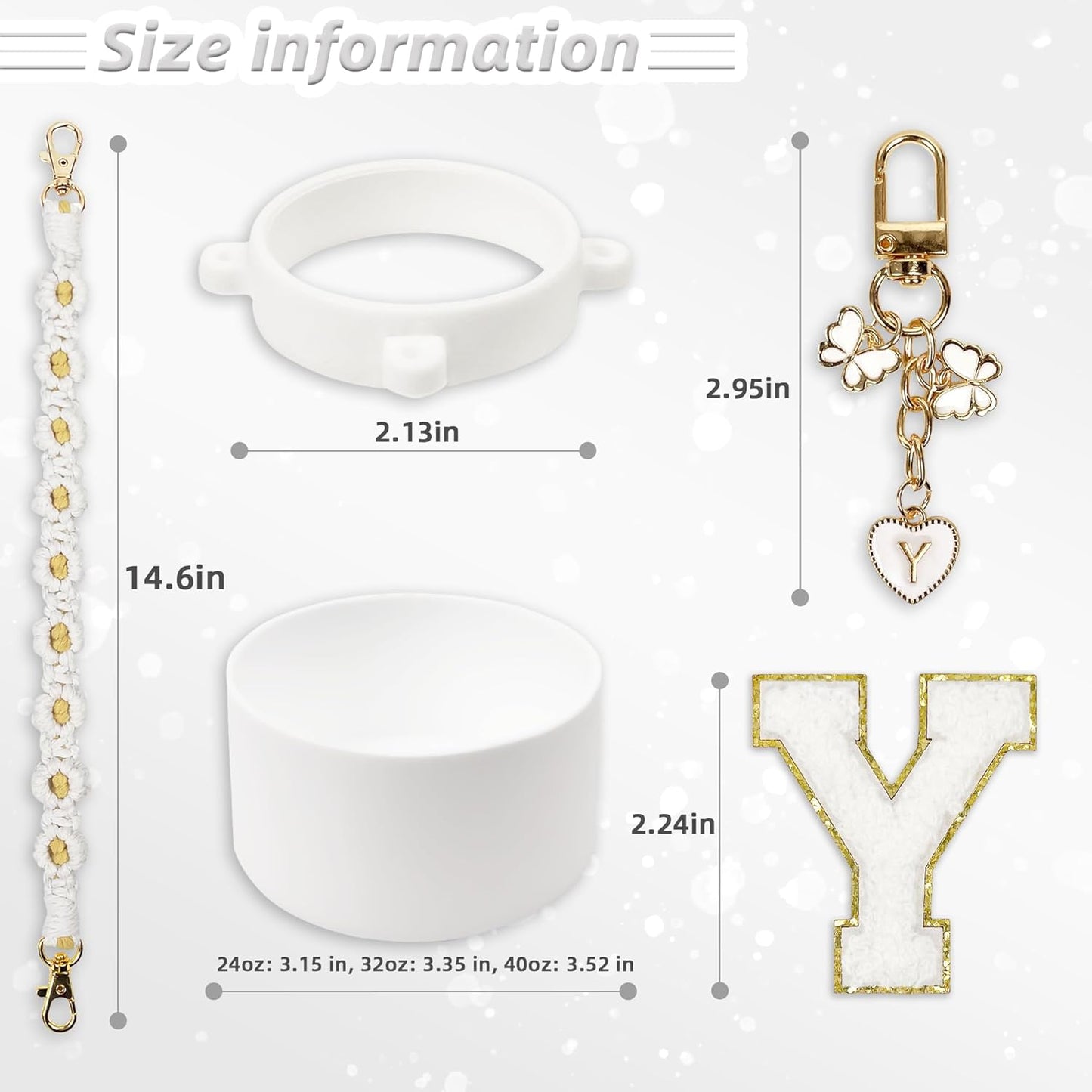 SITKOL Silicone Boot Cute Monogram Set Compatible with Owala Water Bottle 24 oz, 32 oz, 40 oz - Perfect Letter Owala Accessories for Owala Tumbler, Owala Free Sip, Pink Owala, Black Owala