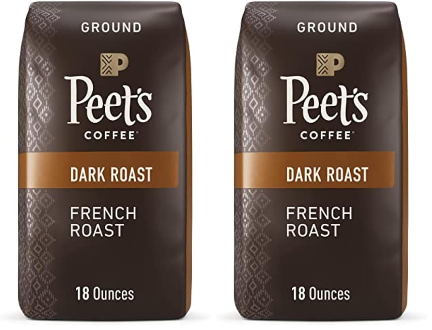 Peet's Coffee Dark Roast Ground Coffee | French Roast | 36 Ounces | 2 Bags