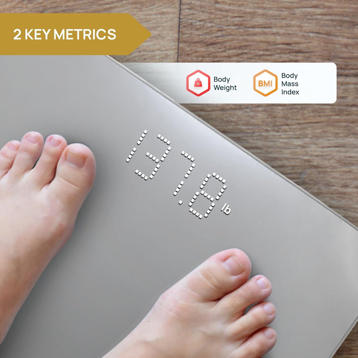INEVIFIT Smart Bathroom Scale, Highly Accurate Bluetooth Digital Bathroom Body Weight Scale, Precisely Measures Weight & BMI for Unlimited Users (S-Silver)