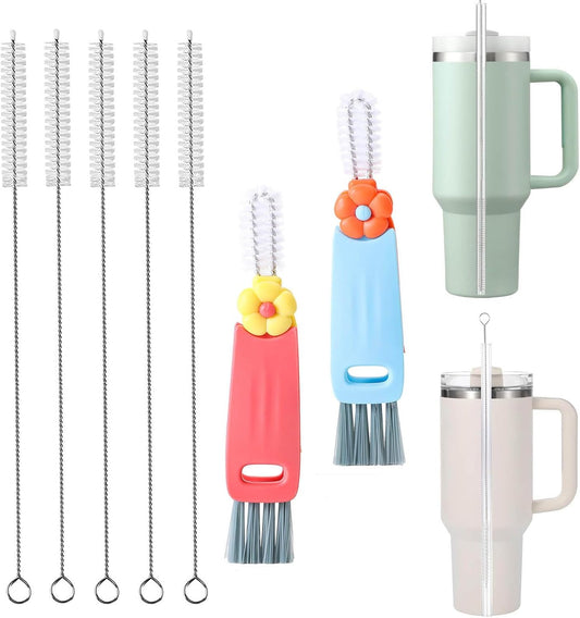 Straw Cleaner Brush Extra Long 13 inch for Stanley Yeti Tumbler Cup Straw Cleaner Brush Kit and 3 in 1 Cup Lid Cleaning Brush Multifunctional Water Bottle Brushes for Cleaning