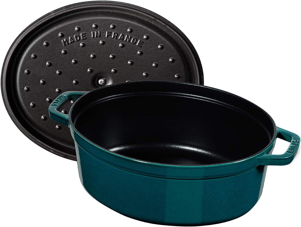 STAUB 1003842 Cast Iron Roaster/Cocotte, Oval 33 cm, 6.7 L, La Mer
