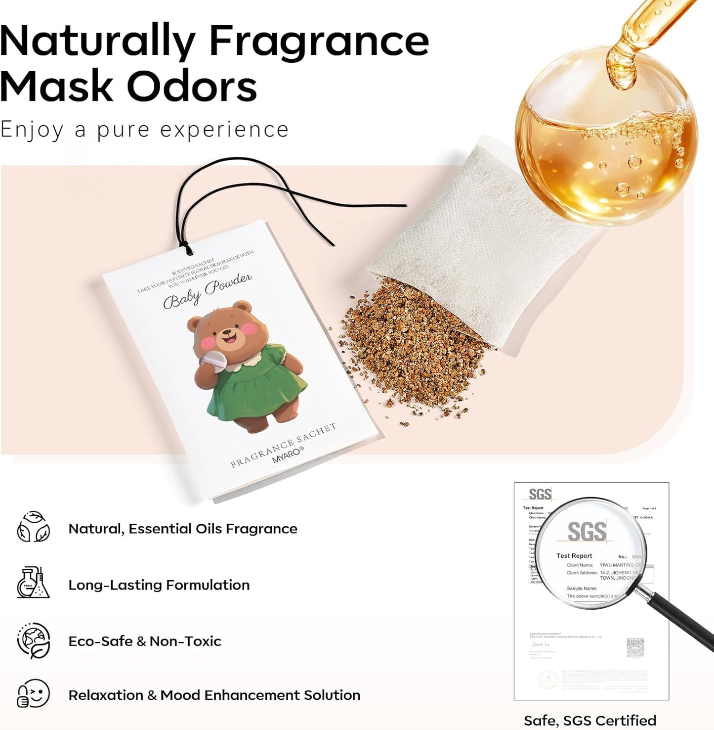 MYARO 12 Packs Baby Powder Scent Sachets Room Air Freshener for Closet Drawer Clothes Storage Small Space Odor Eliminator