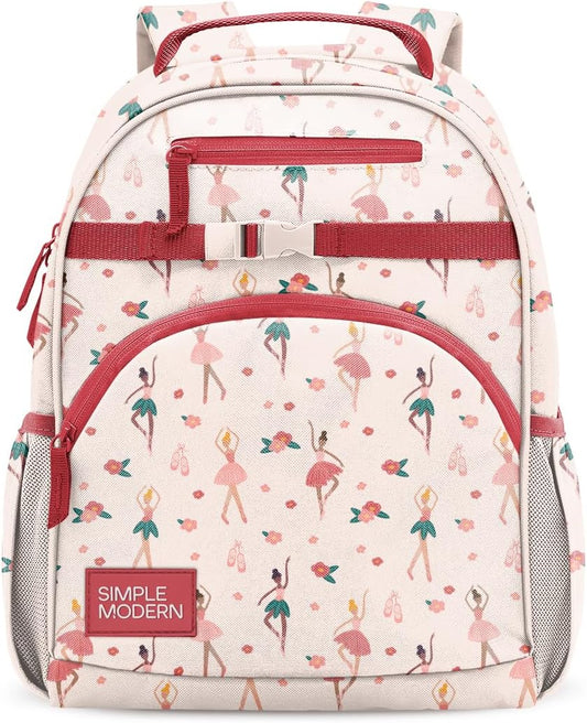 Simple Modern Medium Toddler Backpack for School Girls and Boys | Kindergarten Elementary Kids Backpack | Fletcher Collection | Kids - 15" tall | Pink Ballerina