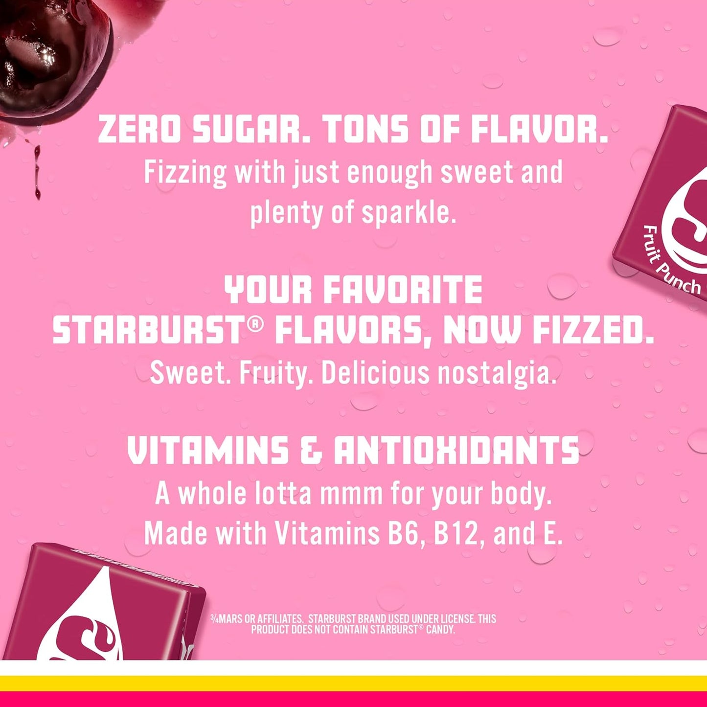 Sparkling Ice STARBURST Fruit Punch, Zero Sugar Flavored Sparkling Water, with Vitamins and Antioxidants, Low Calorie Beverage, 17 fl oz Bottles (Pack of 12)