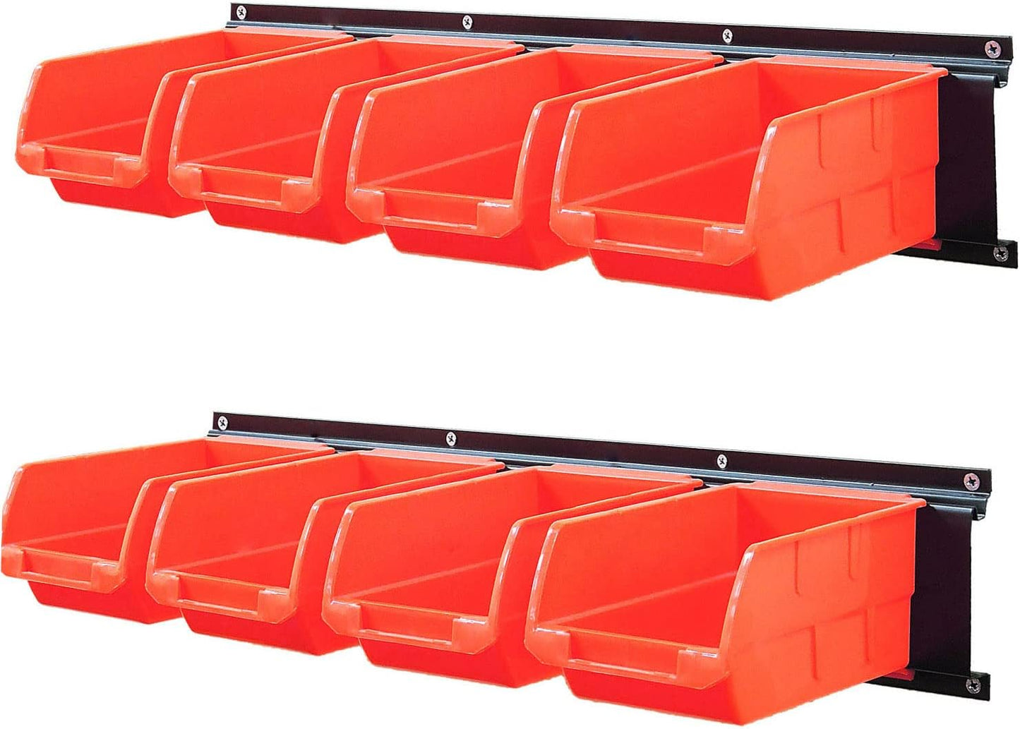 Wallmaster 8-Bin Storage Bins Garage Rack System 2-Tier Orange Tool Organizers Cube Baskets Wall Mount Organizations (Orange)