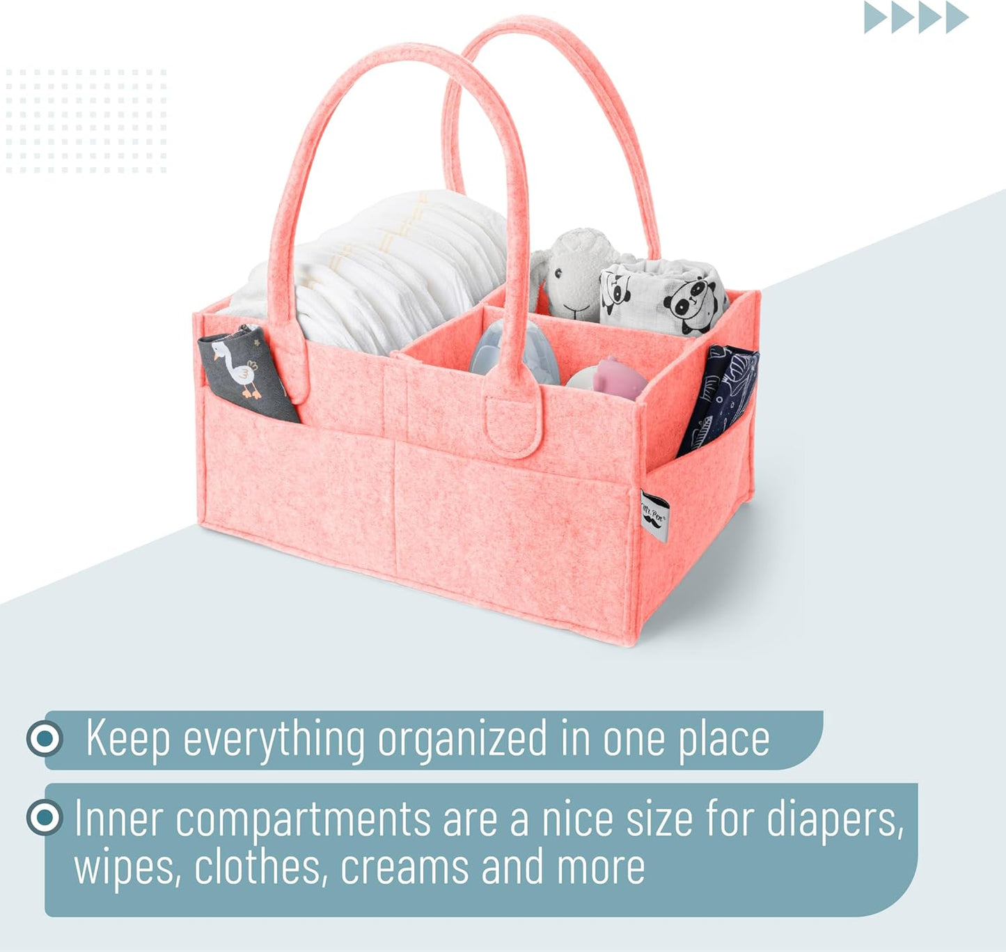 Mr. Pen- Baby Diaper Caddy Organizer, Pink, Baby Caddy Organizer with Handle, Compact Size, Collapsible & Portable