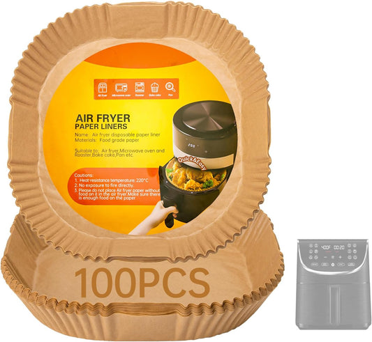 Air Fryer Liners Disposable Compatible with Gourmia Air Fryers,4,5,6,7,8 QT Power XL,Non-Stick Air Fryer Liners 8 Inch Compatible with Gourmia,Water Proof & Oil Proof,100PCS