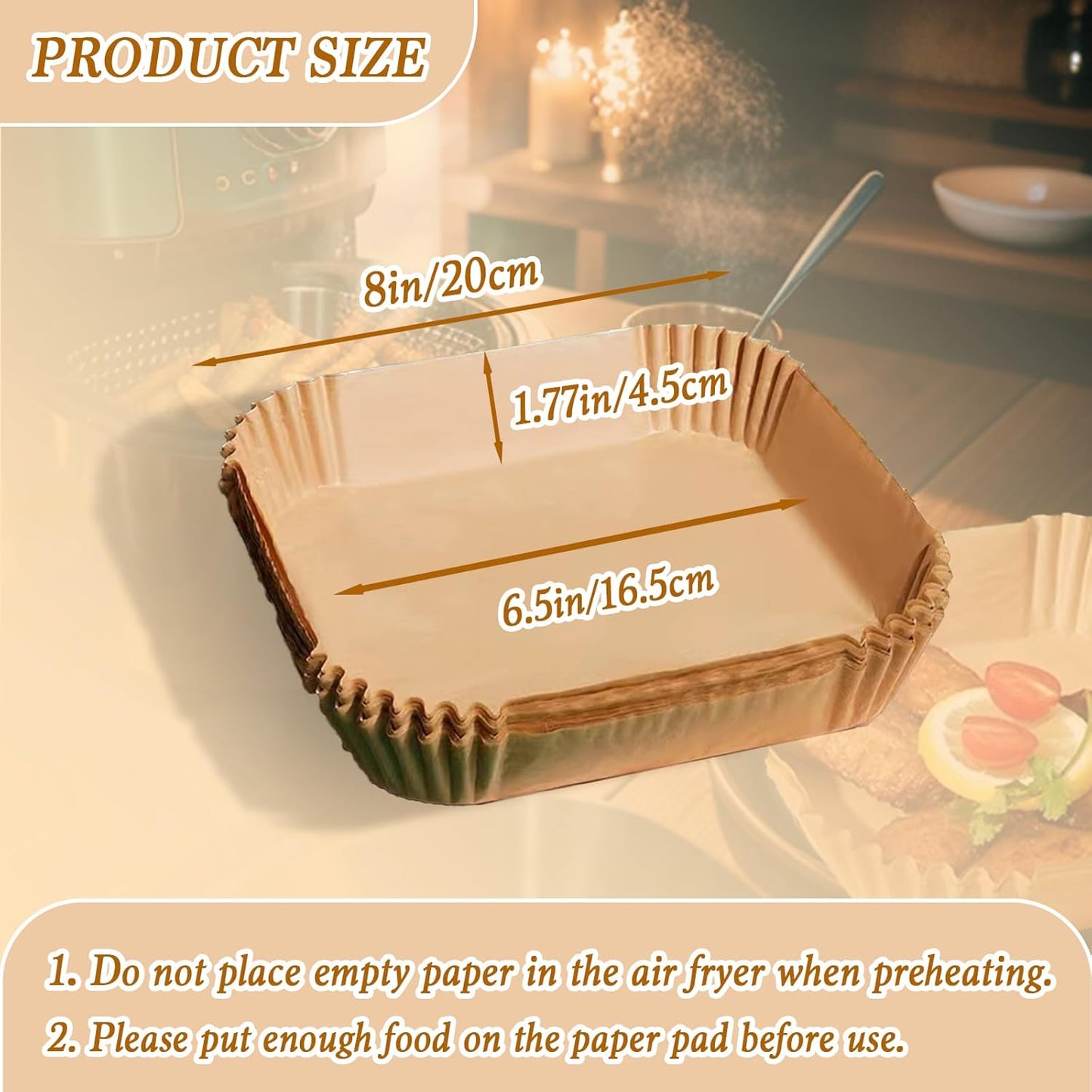 Square Air Fryer Liners Disposable, 100pcs Nonstick Parchment Paper Liners Air Fryer Paper Liners For 2-5 Qt AirFryer Baking Roasting Microwave (Square 6.5Inch)