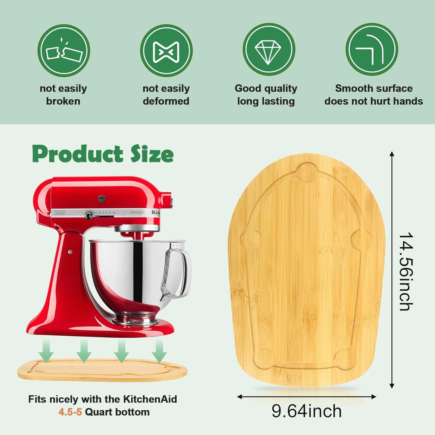 Mixer Slider Compatible with Kitchen aid Bowl Lift 4 .5-5 Qt Stand Mixer Bamboo - Kitchen Countertop Storage Mover Sliding Caddy for Kitchen Aid 4 .5-5 Qt Mixer(4.5-5 Qt with Foot Slot 1 - Natural)